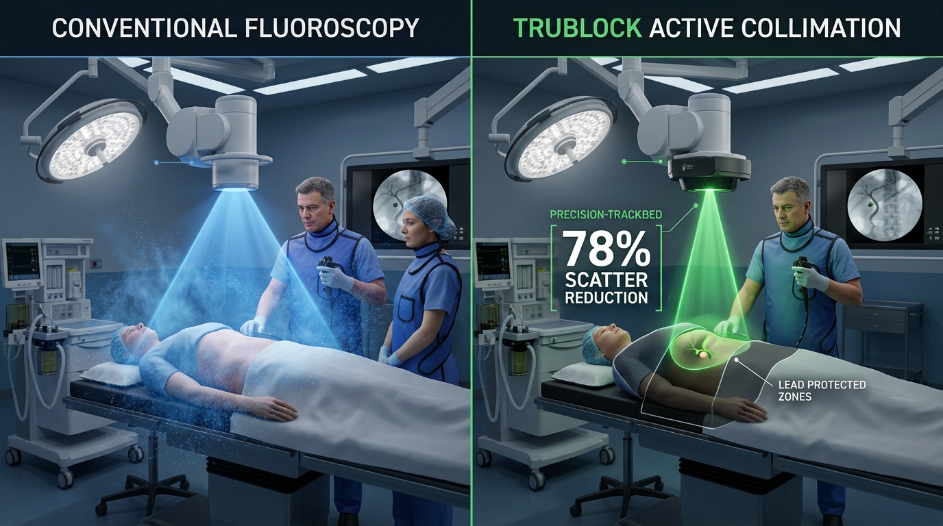 Conventional Fluoroscopy vs TruBlock Active Collimation Radiation Dose Comparison